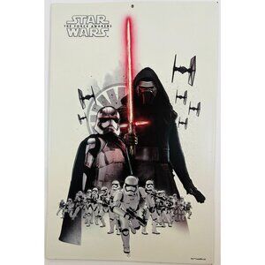 Star Wars The Force Awakens Tin Wall Sign Kylo Ren & Stormtroopers 12" x 8" Geek